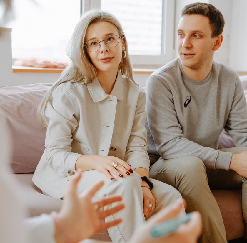 Couple meeting for a pre-wedding interview