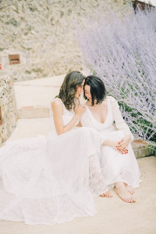 Couple at an outdoor wedding ceremony